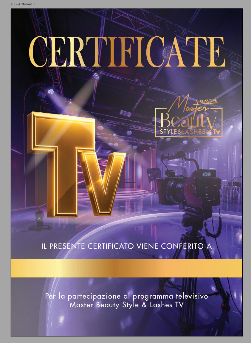 Attestato ufficiale di partecipazione a Master Beauty Style & Lashes TV